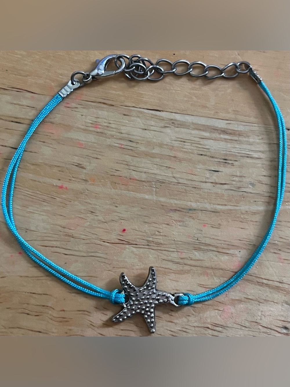 Amazon Turquoise Cord Bracelet with Silver Starfish Charm